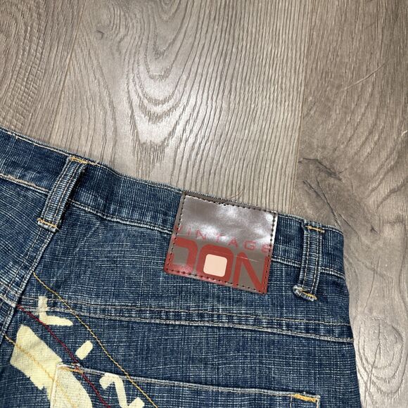 Vintage Don Blue Denim Shorts Men’s Embroidered Baggy Y2K Size 34 - Picture 4 of 9